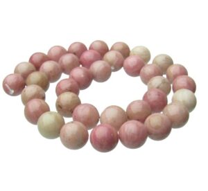 pink rhodonite gemstone round beads 10mm strand