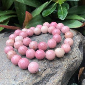 pink rhodonite gemstone round beads 10mm wholesale crystals