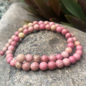 rhodonite 6mm round gemstone beads