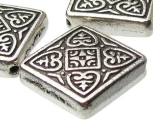 silver square beads