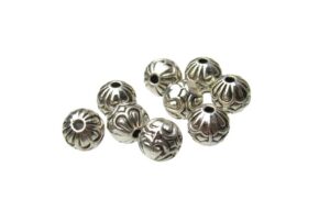 silver mala round beads