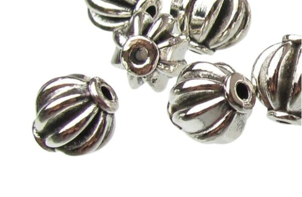 silver melon beads 7mm