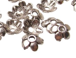 6mm flower bead caps silver