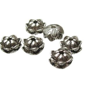 silver flower beads