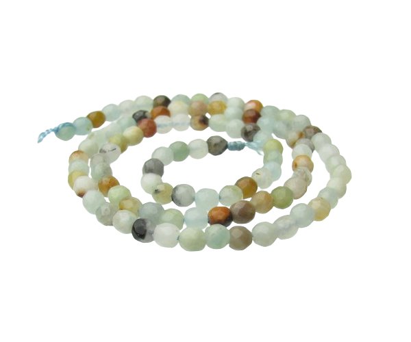 faceted amazonite gemstone round beads 4mm natural crystals
