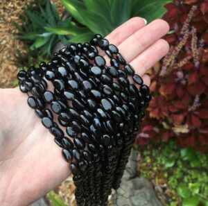 black agate crystals beads