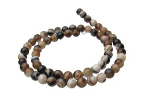 black brown banded agate gemstone round beads 6mm