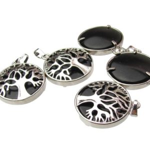 black onyx tree of life pendant