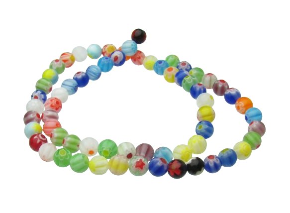 6mm round millefiori glass beads