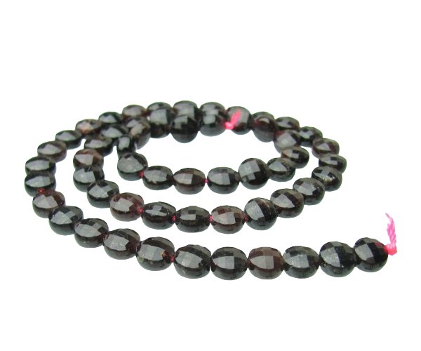 garnet faceted coin gemstone beads