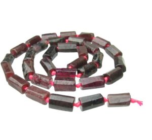 garnet tube natural crystals beads