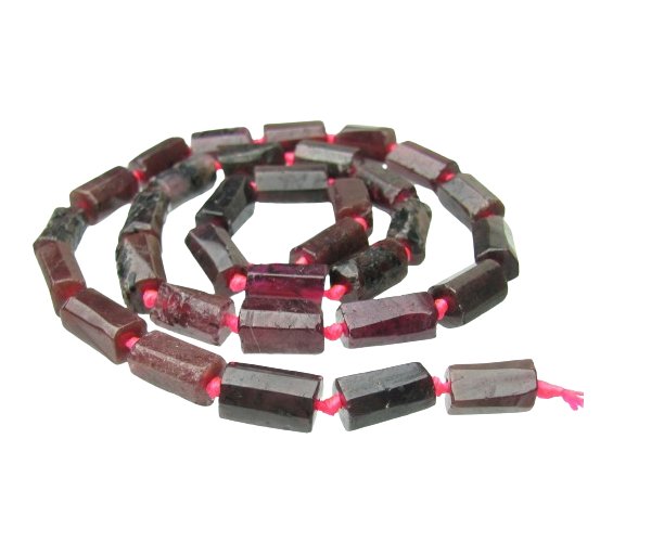 garnet tube natural crystals beads