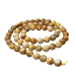 picture jasper faceted 6mm round gemstone beads