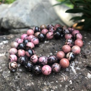 rhodonite 8mm round gemstone beads