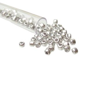 Glass Seed Beads in MINI 8g Tube, 6/0 – Metallic Silver