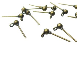 bronze stud earrings with loop