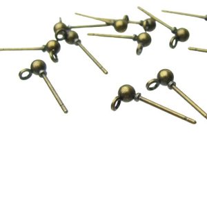 bronze stud earrings with loop