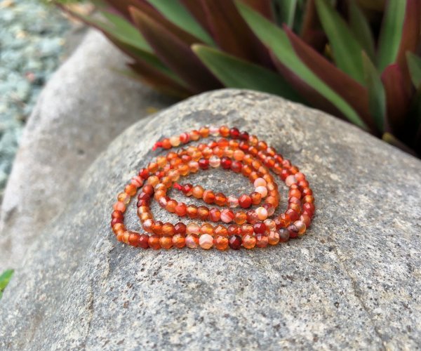carnelian faceted 3mm round gemstone beads
