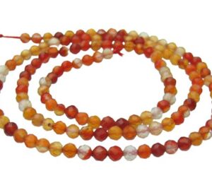 carnelian faceted 3mm round beads