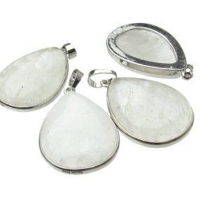 clear quartz drop gemstone pendant