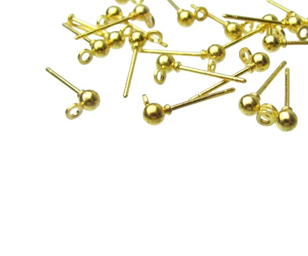 gold stud earrings with loop