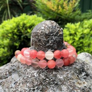 matte watermelon quartz gemstone beads 10mm