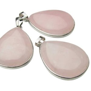 rose quartz drop gemstone pendant