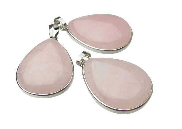 rose quartz drop gemstone pendant