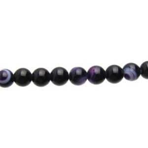 Purple (dyed) Banded Agate Gemstone Round Beads - 6mm [strand]