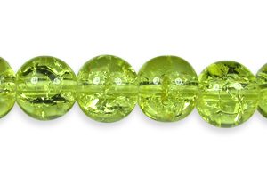 Yellow Crackle Glass Beads 8mm [long strand]