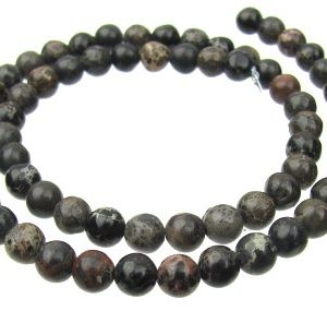Black/Brown Impression Jasper Gemstone Round Beads - 6mm [strand]