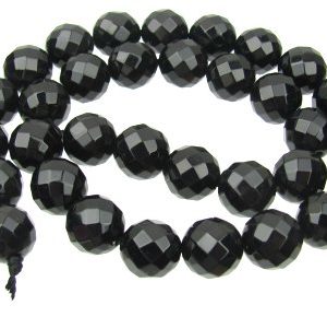 Black Onyx Faceted Round Beads - 12mm [strand]