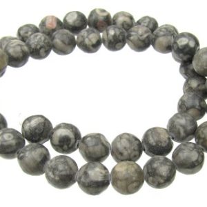 Grey Conglomerate Jasper Round Beads - 10mm [strand]