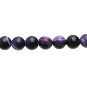 Purple (dyed) Banded Agate Gemstone Round Beads - 8mm [strand]