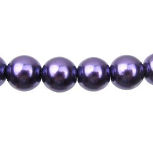 Dark Purple Glass Pearls - 14mm [strand]