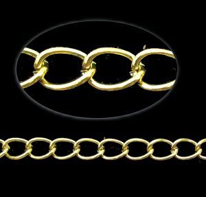 Gold Toned Curb Chain - 6x4mm [per metre]