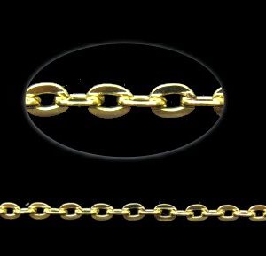 Gold Toned Flattened Cable Chain, approx 5×3.3mm [per metre]