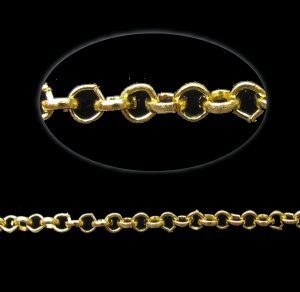 Gold Toned Fine Belcher Chain - 2.5mm [per metre]