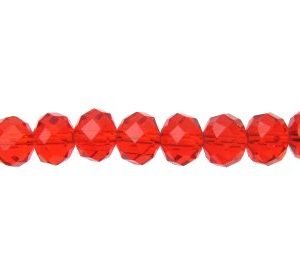 Cherry Red Crystal Rondelle Beads [strand] - 8x10mm