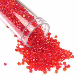 Glass Seed Beads in 30gram Tube, 15/0 - Red AB