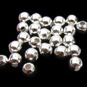 Silver Toned 5mm Round Metal Spacer Beads [Approx.100pcs]