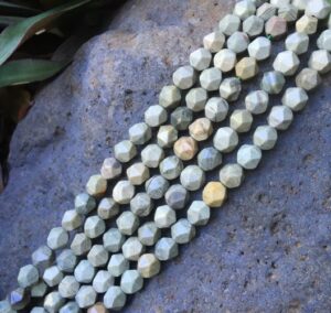 silver leaf jasper faceted nugget beads