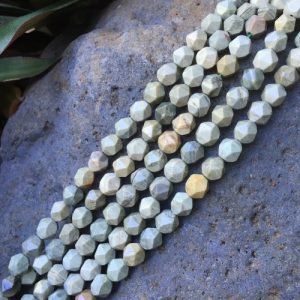 silver leaf jasper faceted nugget beads