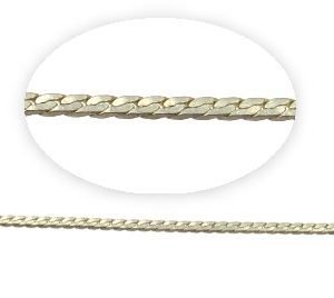 Nickel Silver Toned Flat Chain - 1mm [per metre]