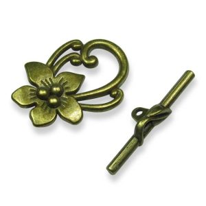 Bronze Toned Toggle Flower Clasp [5 clasps]