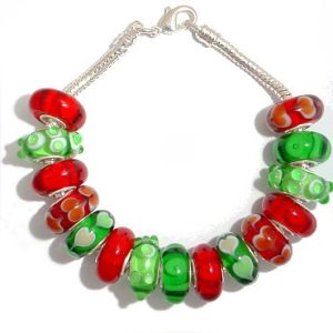 Sterling Silver Core Beads - Christmas Colours - 10pack.