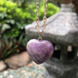 amethyst heart gemstone pendant