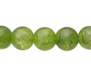 green crackle glass round beads 10mm