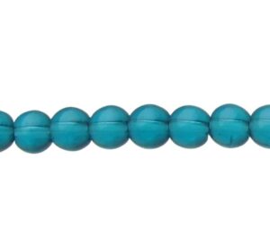 teal blue glass round beads 4mm