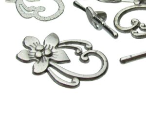 black flower toggle clasp